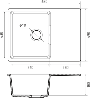 Мойка кухонная GranFest URBAN 668L черный